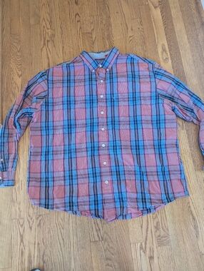 Izod Shirt Mens 3XLT Blue Red Plaid Button Down Long Sleeve Casual Tall Big